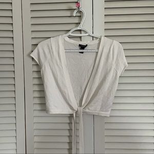Forever 21 White Cropped Tie Top